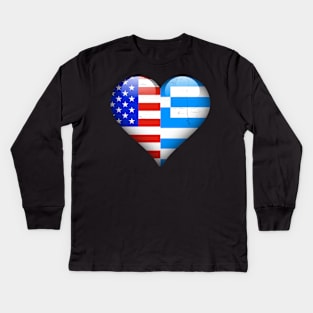 Half American Half Greek - Gift for Greek From Greece Kids Long Sleeve T-Shirt